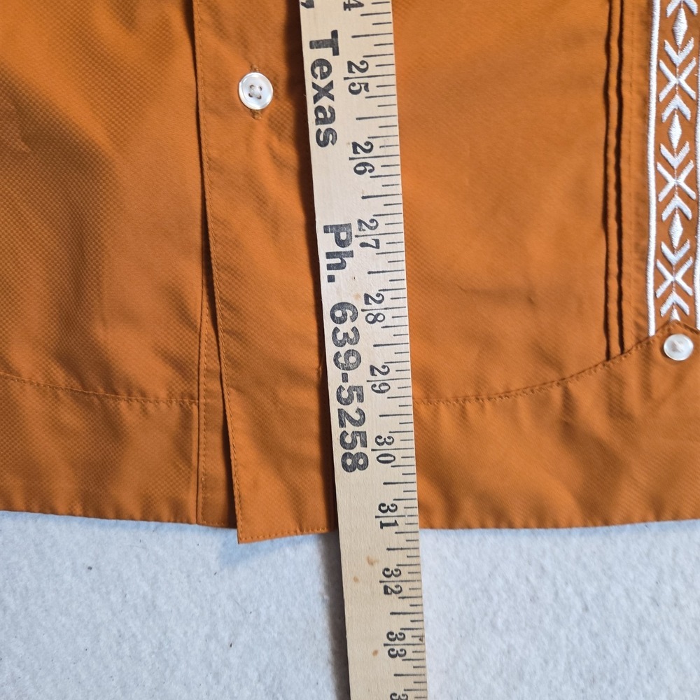 Texas Standard Tejas Guayabera Shirt Mens XL Burnt Orange UT Color Austin Vented - Picture 11 of 14